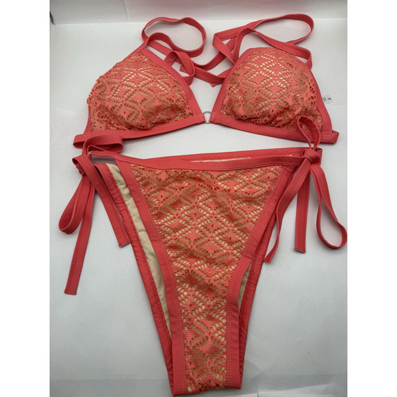 Women Plus Size, Bikini Sets String 2-Piece Halter Swimsuits w/Tie Side Size 1XL - Picture 7 of 13